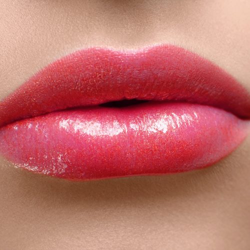 red lips close up